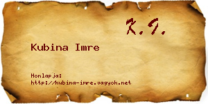Kubina Imre névjegykártya